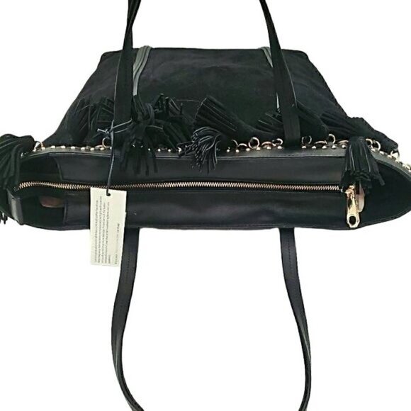 Rebecca Minkoff Black Multi Tassel Suede Tote, Blake Suede Shoulder Bag NWT - Picture 2 of 5
